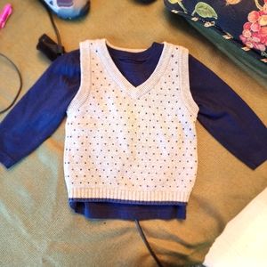 Ls navy shirt with gray cotton sweater vest